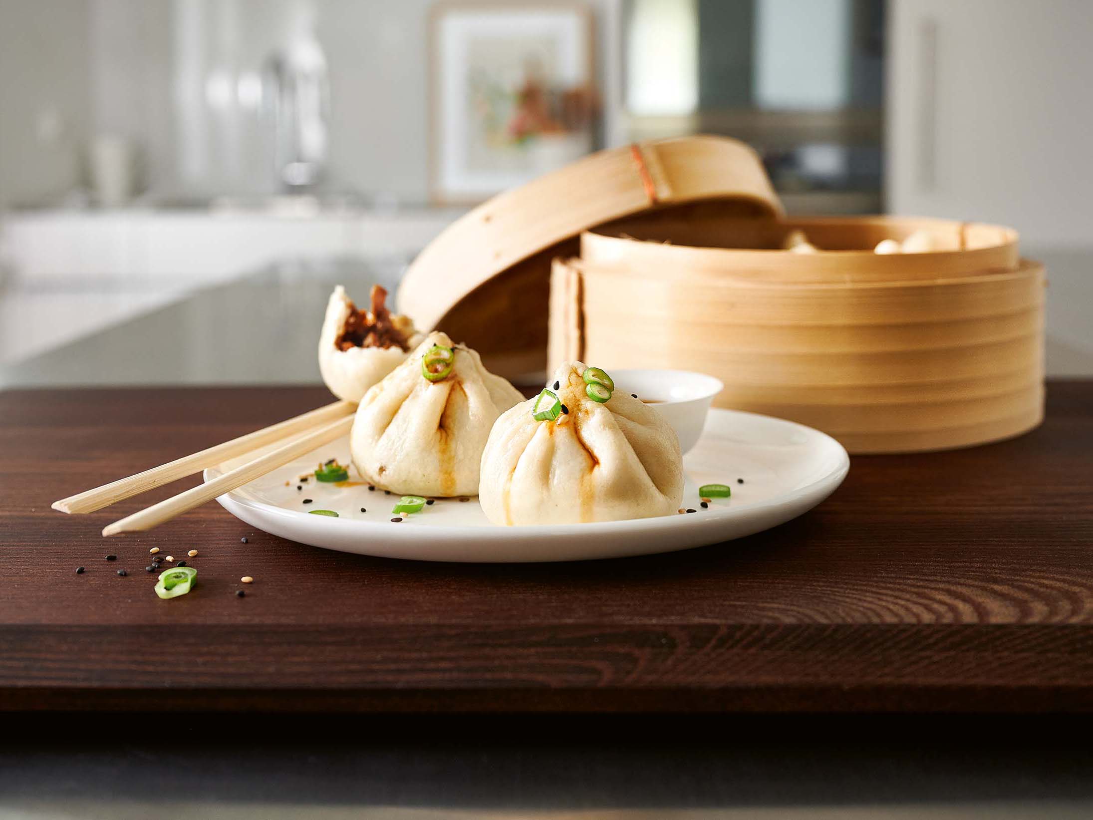 Chinesische Dumplings mit Hackfleischfüllung